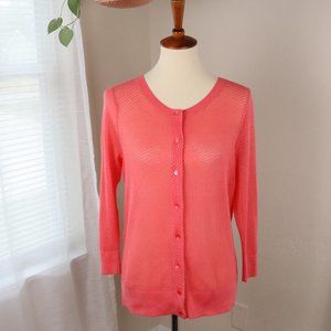Talbots Pink PIMA COTTON Full Button Cardigan